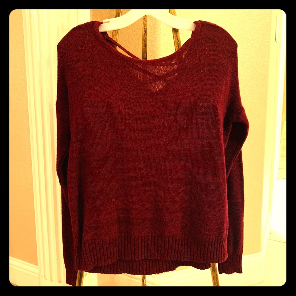 Maroon cross back sweater